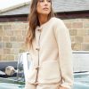 Women's Beige Fleece Borg Toggle Jacket Siouxe