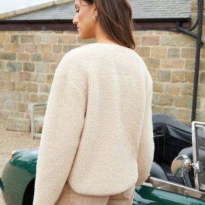 Women's Beige Fleece Borg Toggle Jacket Siouxe