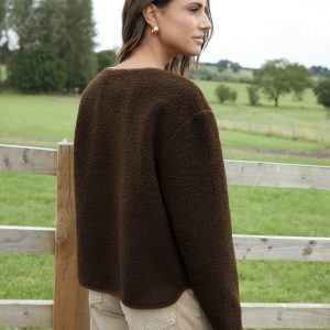 Women's Chocolate Fleece Borg Toggle Jacket Siouxe