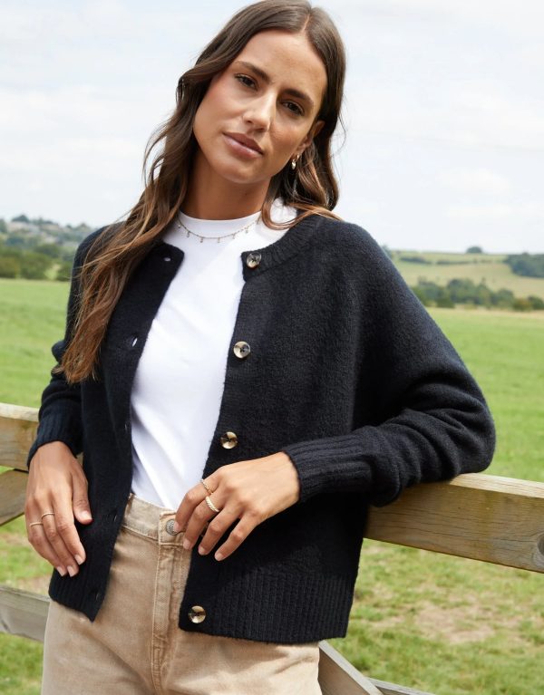 Women's Black Button Up Knitted Cardigan Siouxe