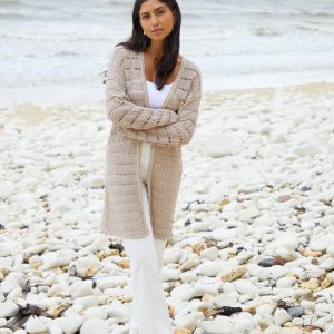 Women's Stone Longline Crochet Cardigan Siouxe